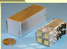 A 2 by 2 detector array assembled from four detector modules. Each module consists of a front-end electronics assembly and a 1 cmsup3/sup coplanar-grid CdZnTe detector contained in a compliant mount. Large detector arrays can be formed in this fashion in order to achieve the high detection efficiencies required in some applications.